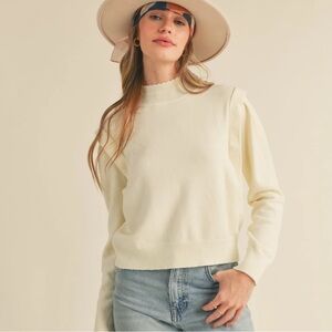 NWT Ruffle Neck Cream Mockneck Sweater - large